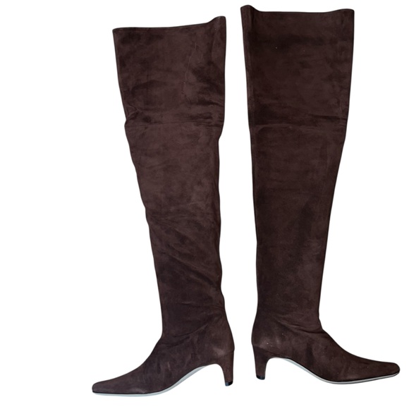 NEW NIB STAUD Wally Over The Knee Boots In Mahogany Brown Suede - Picture 3 of 10